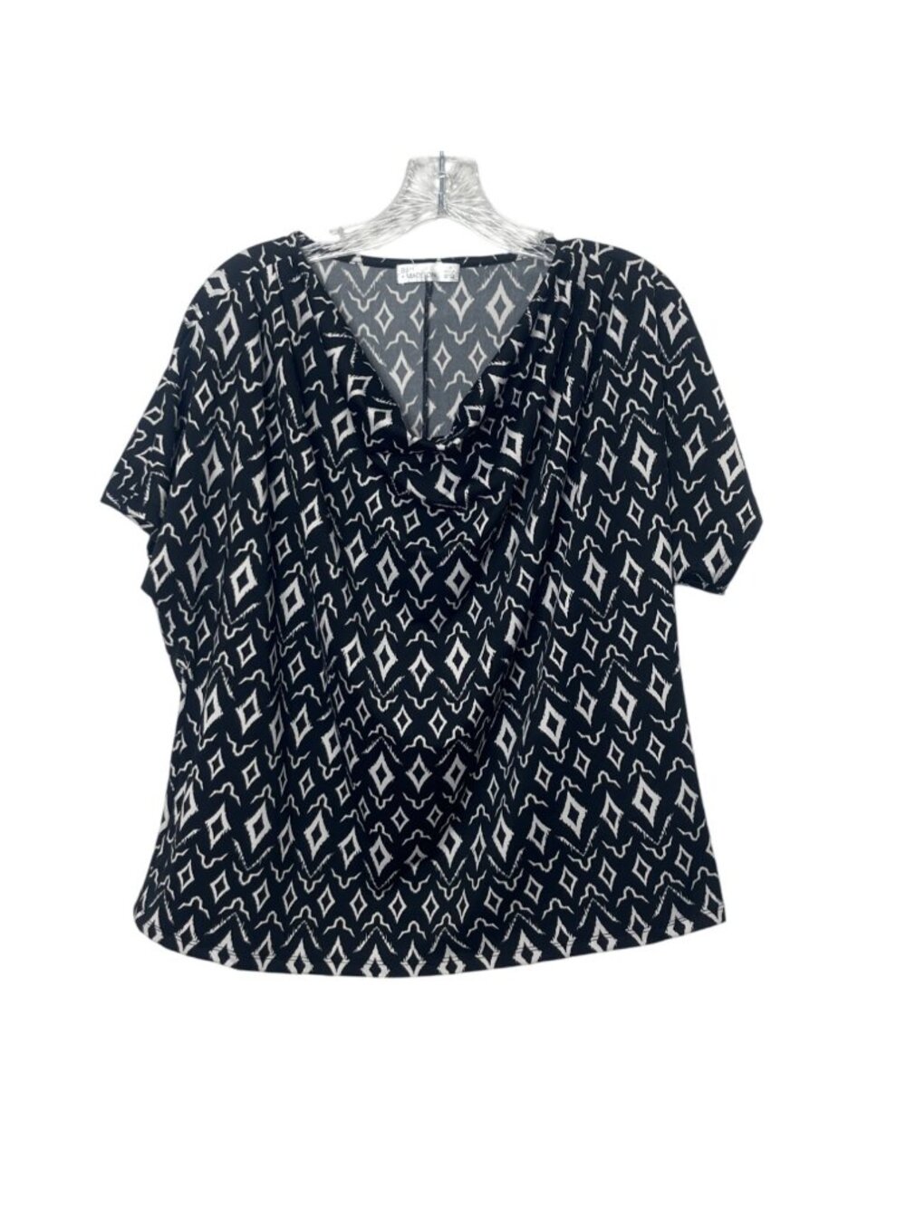 89th Madison Cowl Neck Blouse Shirt‎ Womens Large Black White New